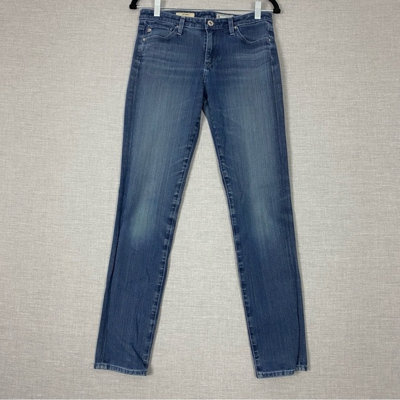 AG Prima Cigarette Jeans 28R Contour 360 Mid Rise Medium Wash Blue - Picture 1 of 10